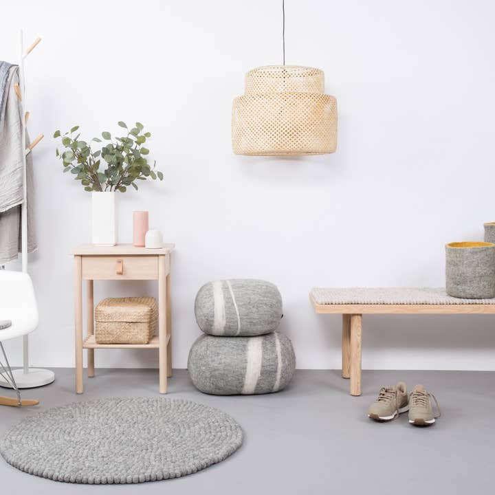 myfelt - Wholesale Decorative Tabletop Object - Carl — felt pebble stone light grey 100% wool handmade
