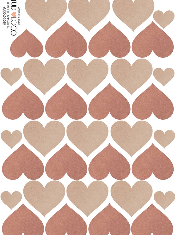 4 SHEETS OF WALLSTICKERS HEARTS for wholesale by Studioloco