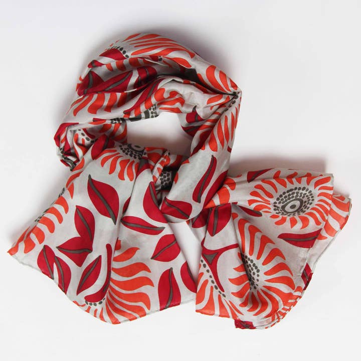 Les Belles Vagabondes - Wholesale Head Scarf - Women's - Folly Orange Silk Square0
