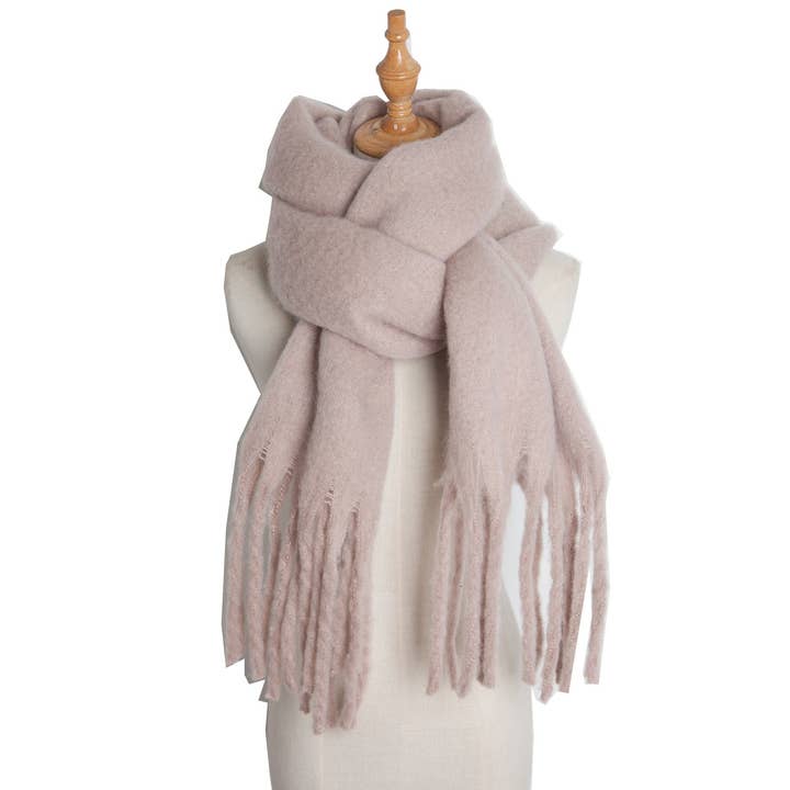 Dipped Shop - Wholesale Scarf - Women's - Solid Color Simple Tassel Scarves DPKS101114