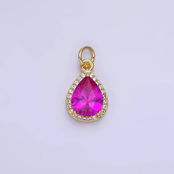 Aim Eternal - Wholesale Individual charm/pendant - 14K Gold Filled Birthstone CZ Teardrop Micro Paved Charm in Gold & Silver | W696 - W703, W751 - W75722