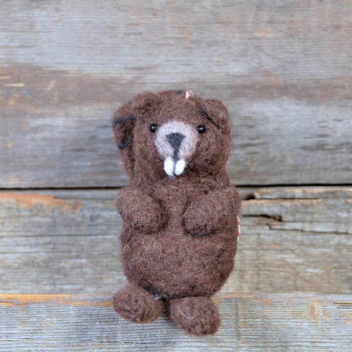 The General Bean - Wholesale Craft Sewing Kit - Needle Felting Kit- FREE SHIP- Beaver Ornament- Animal