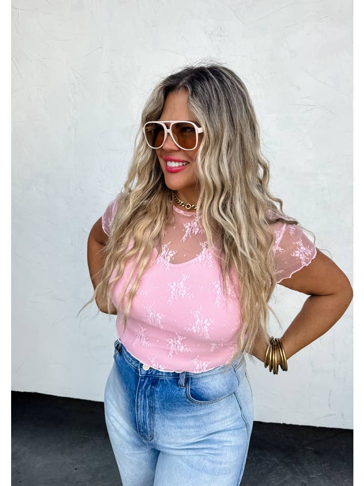 BLAKELEY - Wholesale Blouse - Women's - ALLE SHORT SLEEVE LACE TOP4