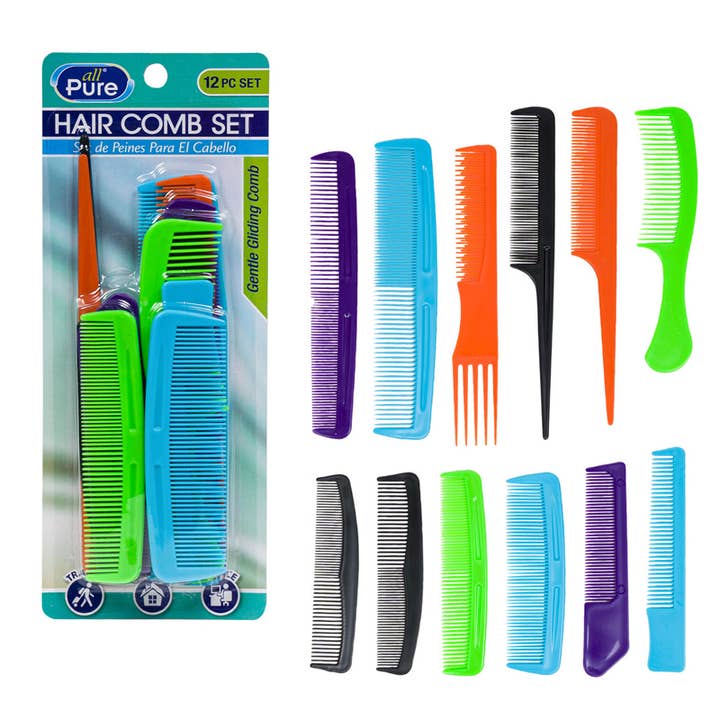 Deluxe Import Trading - Wholesale Hair Brush/Comb - HAIR COMB SET 12pc PLASTIC