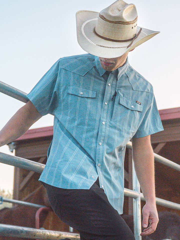 Daryll SS Shirt - Mid Blue for wholesale by Off The Grid Surplus