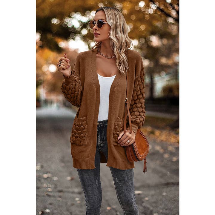 Supreme Fashion - Vendita all'ingrosso Cardigan - Donna - Cardigan in tinta unita con doppia tasca e spalla bassa