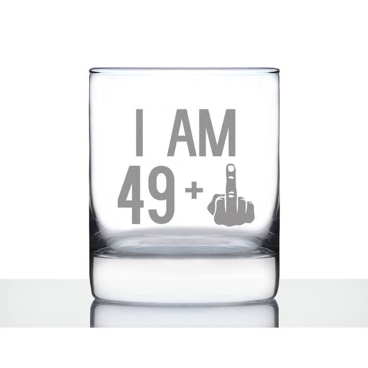 bevvee - Wholesale Cocktail/Liquor Glass - 50th Birthday Gifts - 49 Middle Finger Whiskey Rocks Glass