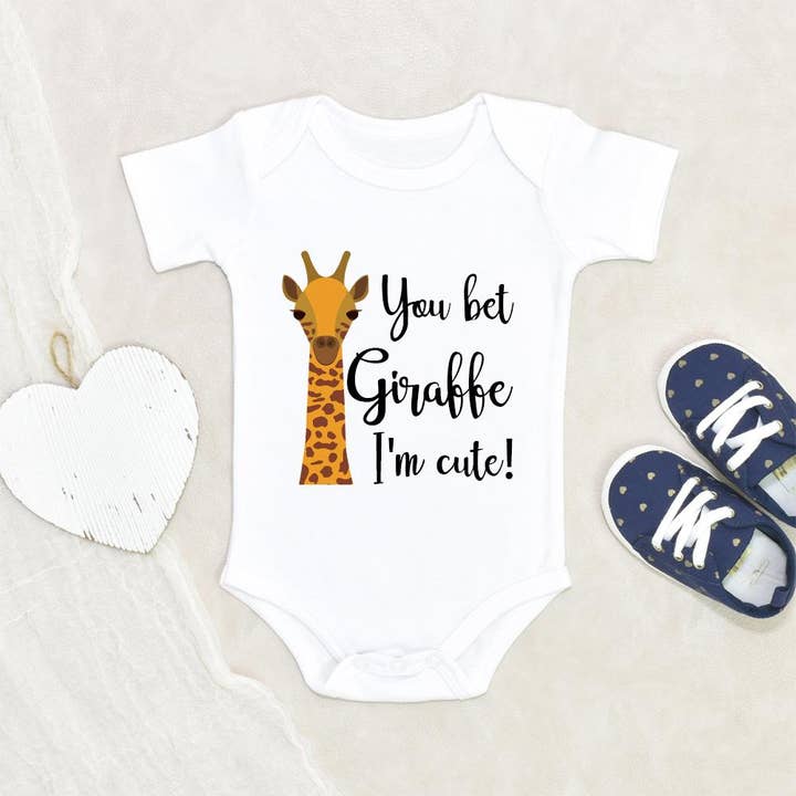 NewBabyWishes - Wholesale Bodysuit (Non-Footed) - Baby - You Bet Giraffe I'm Cute Baby Onesie - Funny Animal Onesie1