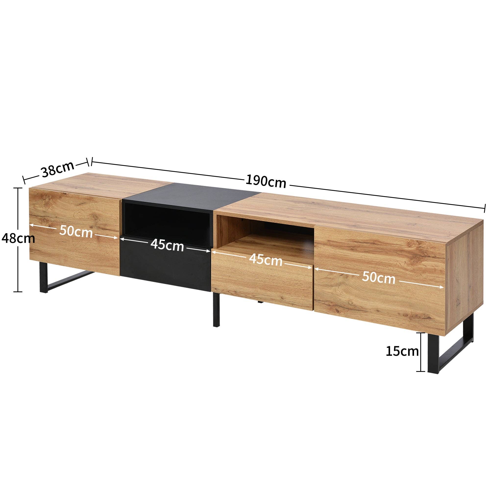 Urban Meuble - Wholesale Console Table - Modern TV stand with black and wood design and spacious storage space MODAI19