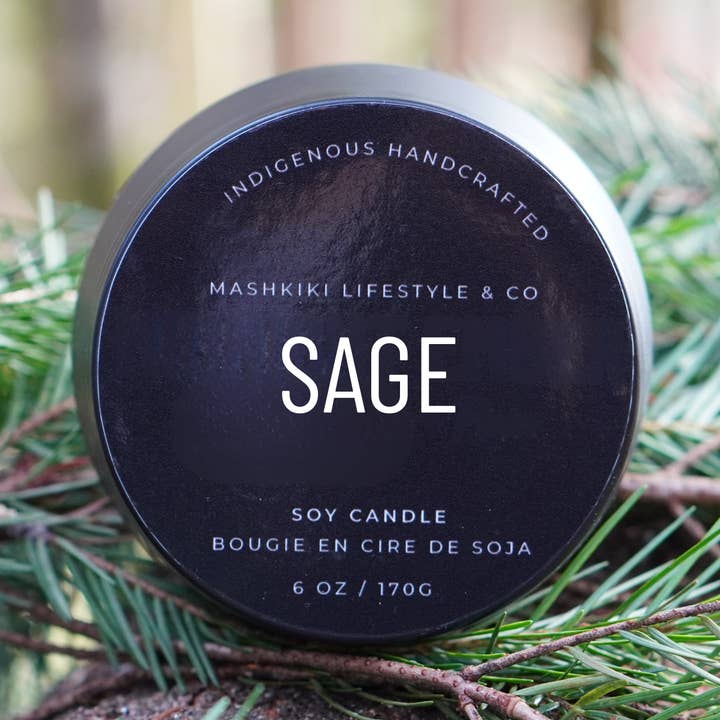 Sauge | Sauge + Sel Marin - Bougie en Cire de Soja Noire Mate 170g pour la vente par Mashkiki Lifestyle & Co.
