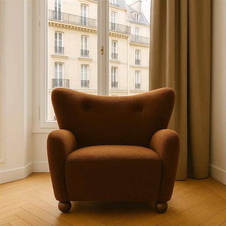 Opjet Paris - Wholesale Chair - Leonard armchair brown faux fur L87.5 D84 H85.5cm3