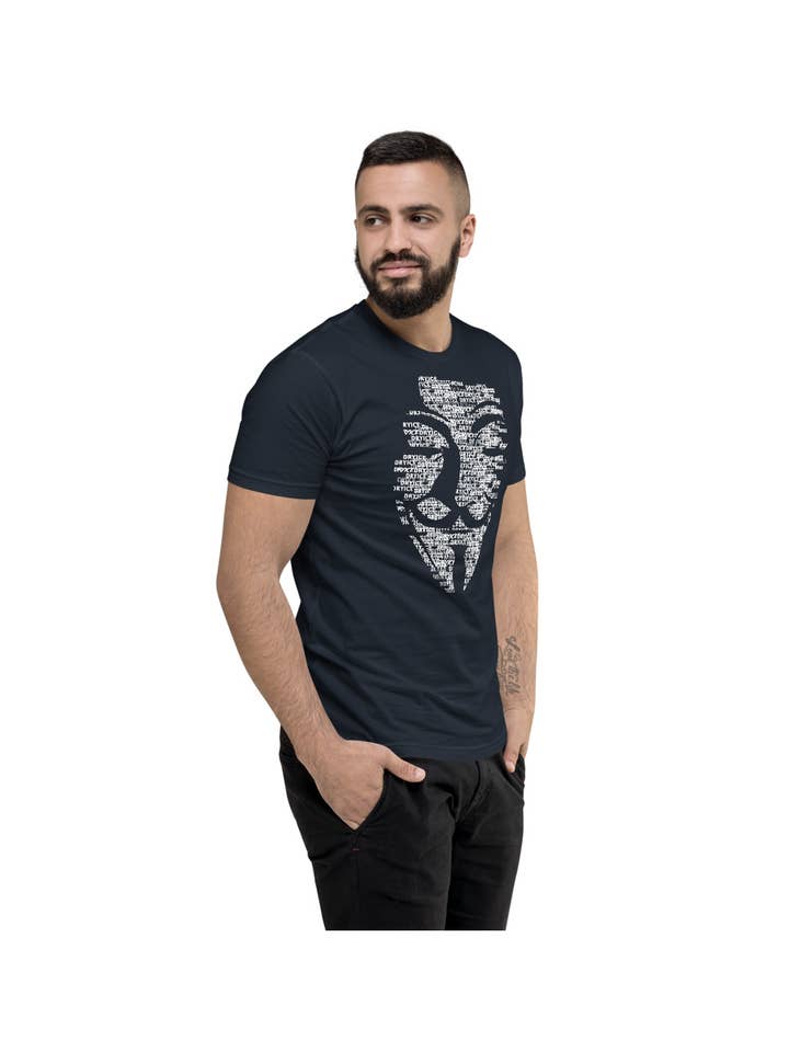 Sweats & Tees Ltd – wholesale Screen printed t-shirt – Men′s – Ben Anonymous Face Print T-Shirt Navy
