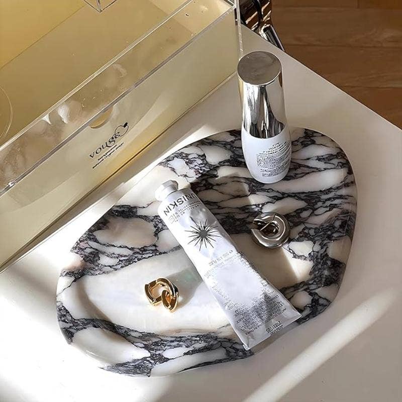 Kiyo Home - Wholesale Decorative Tray - Calacatta Marble Tray | Marble Catchall | Large Serving Tray4