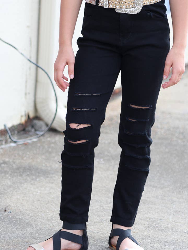 Kids Charm Online - Wholesale Jeans - Kids - Black ripped skinny jeans. PNG25133063 amy