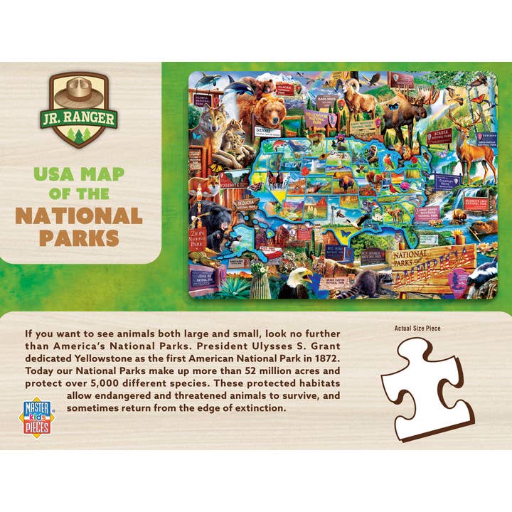 Masterpieces Puzzles - Wholesale Puzzle - Kids - USA Map of the National Parks - 100 Piece Puzzle