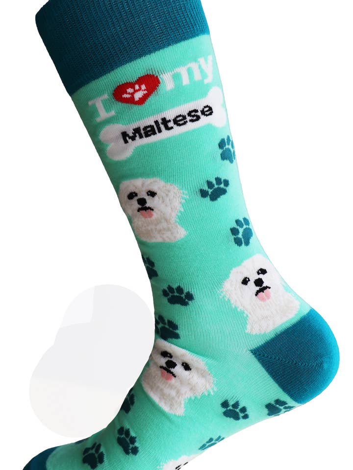 I Love Dogs Maltese Unisex Funny Socks for wholesale by SoXcellent