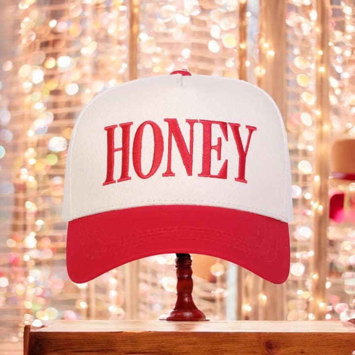 Honey Embroidered Baseball Hat for wholesale by Wild Indigo