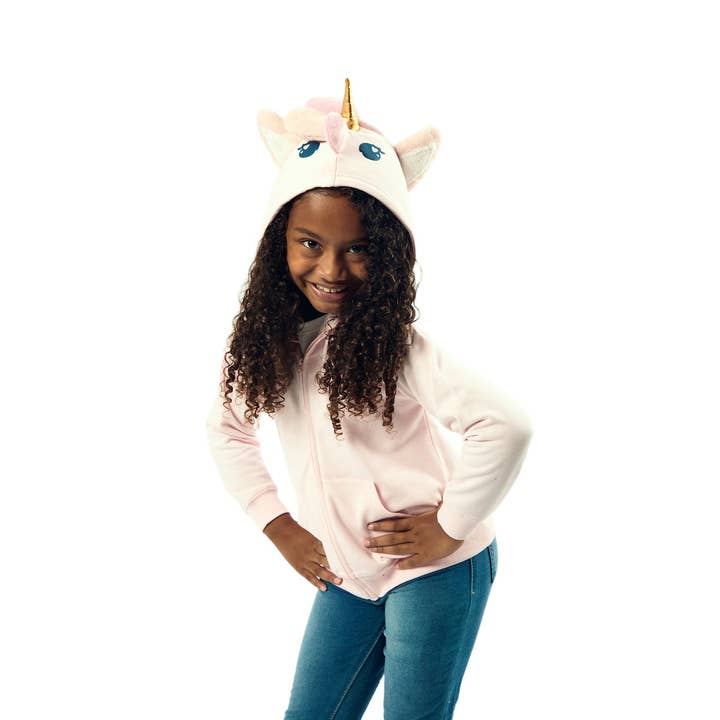 Unicorn Girl's Cradle Pink Long Sleeve Cosplay Zip-Up Hoodie for wholesale by Bioworld Merchandising