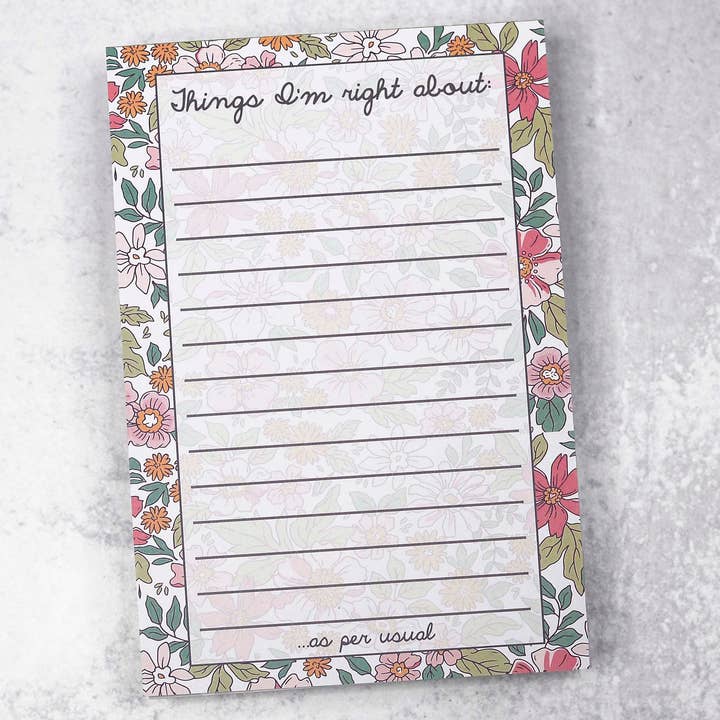 Mugsby - Wholesale Notepad - Things I'm Right About Funny Notepad