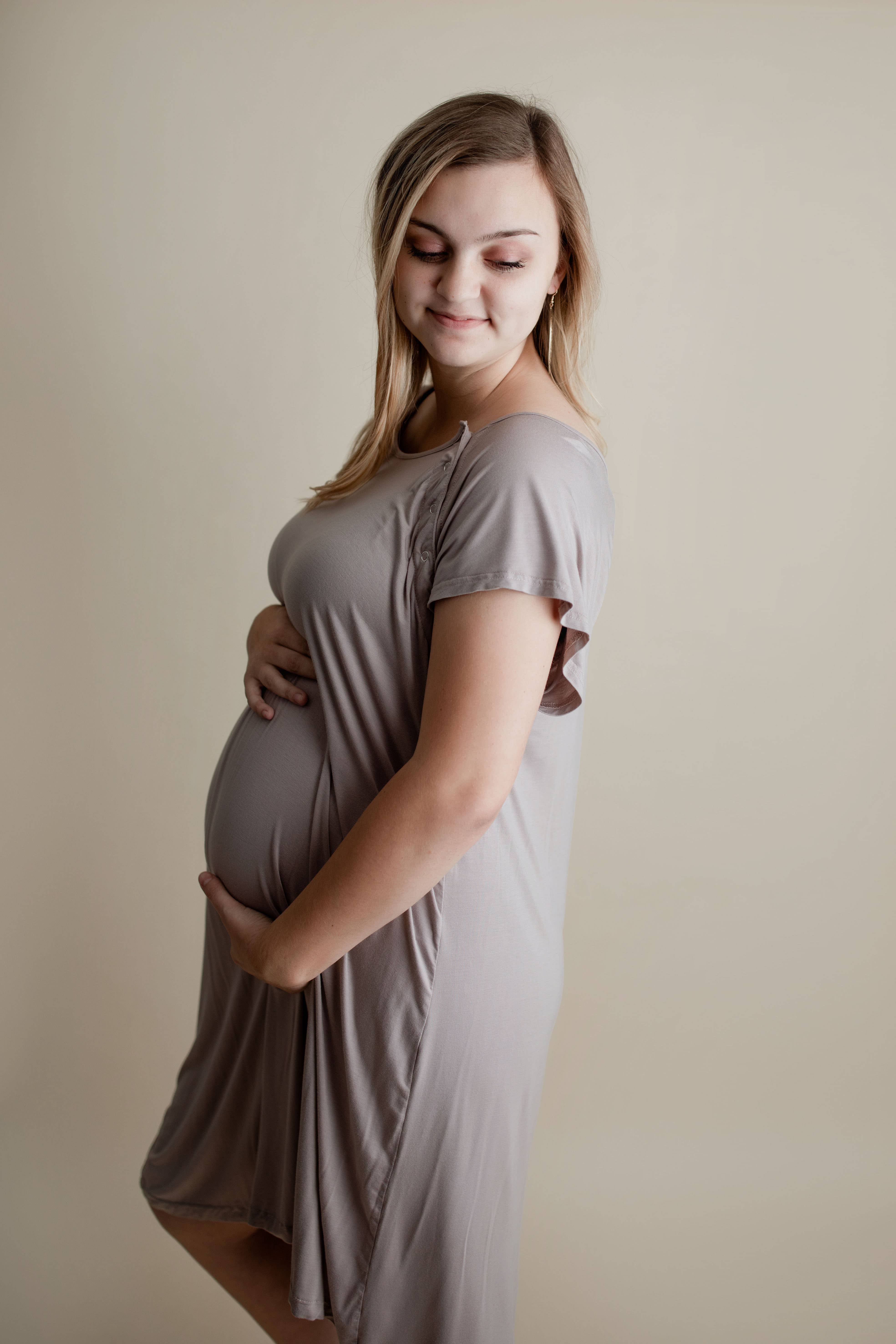 Three Little Tots – wholesale Dress – Maternity – Harbor Mist Maternity Mommy Labor and Delivery/ Nursing Gown4