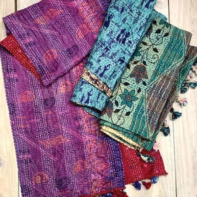 PEI - Wholesale Scarf - Women's - Kantha Silk Sari Scarves5