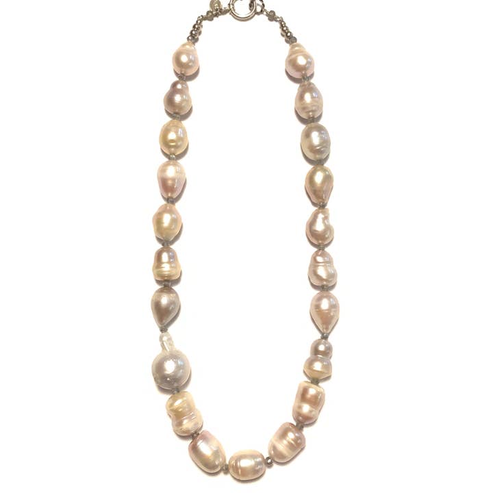 Solid Design Studios - Wholesale Beaded/Pearl Necklace - Peach Freshwater Pearl Necklace With Labradorite1