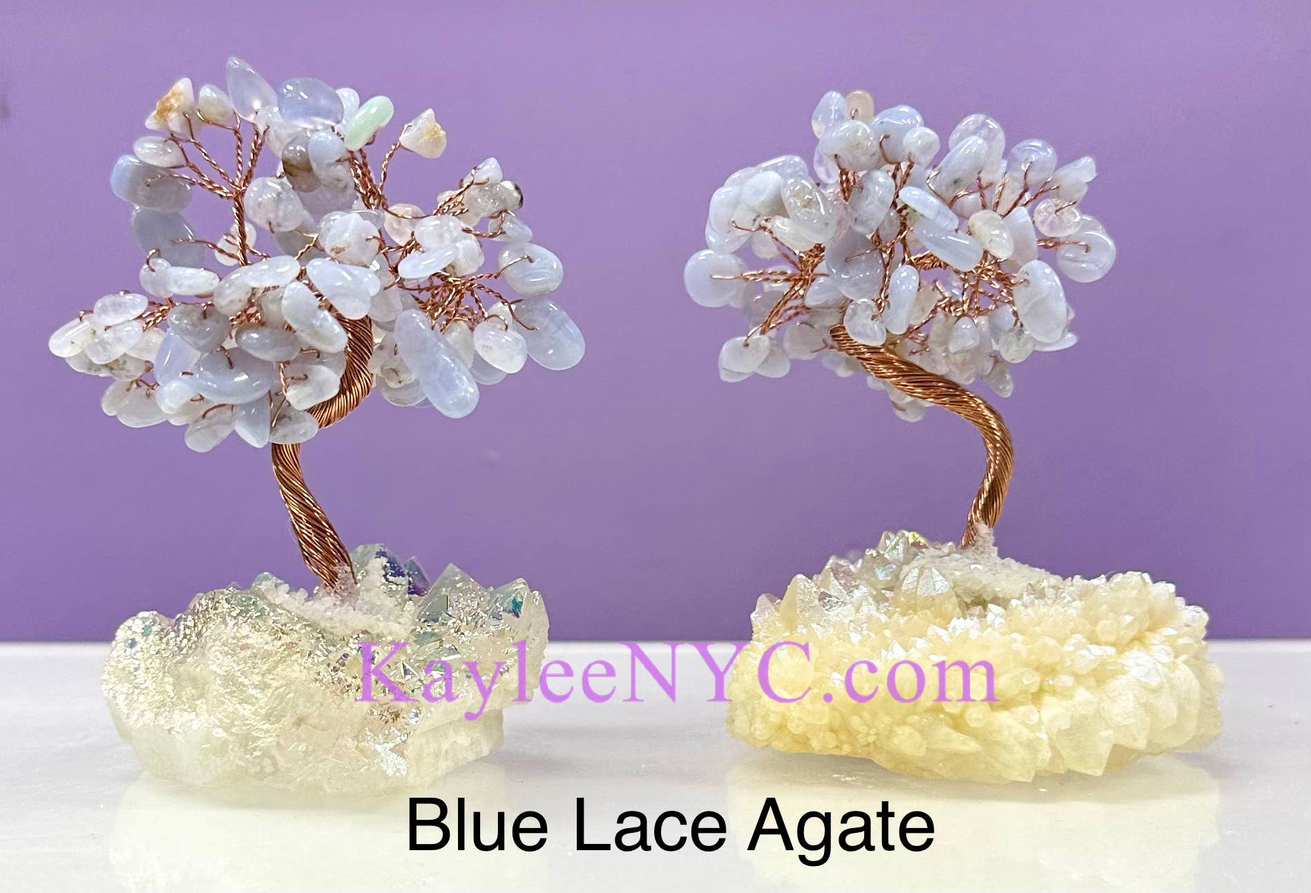 KayleeNYC - Wholesale Decorative Tabletop Object - Bonsai Tree with Angel Aura Quartz Cluster Base4
