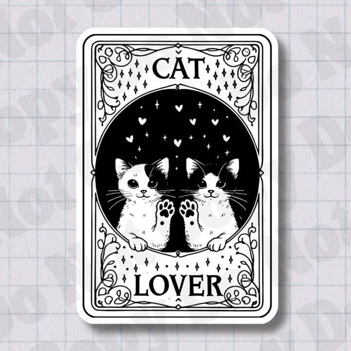 Tarot - Katteelsker 2,5" Vandtæt Vinylklistermærke for engroshandel hos Inclined Designs