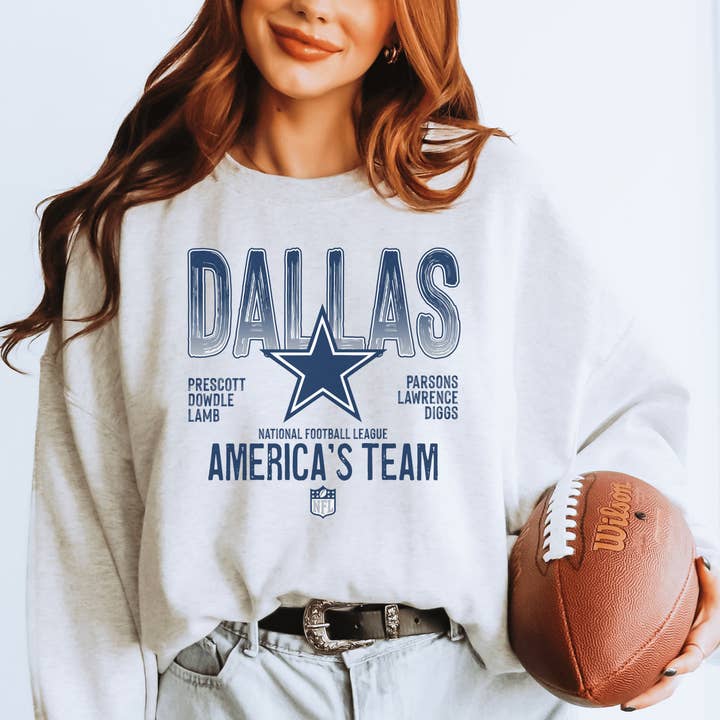 H+P Wholesale - Wholesale Graphic Sweatshirt - Unisex - Dallas Cowboys America's Team Graphic Tee/Crew