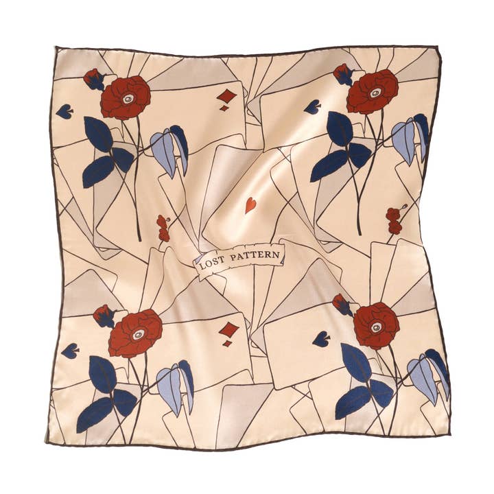 Fazzoletto da taschino in seta "Camellia" - Kaki per la vendita all'ingrosso da parte di Lost Pattern NYC