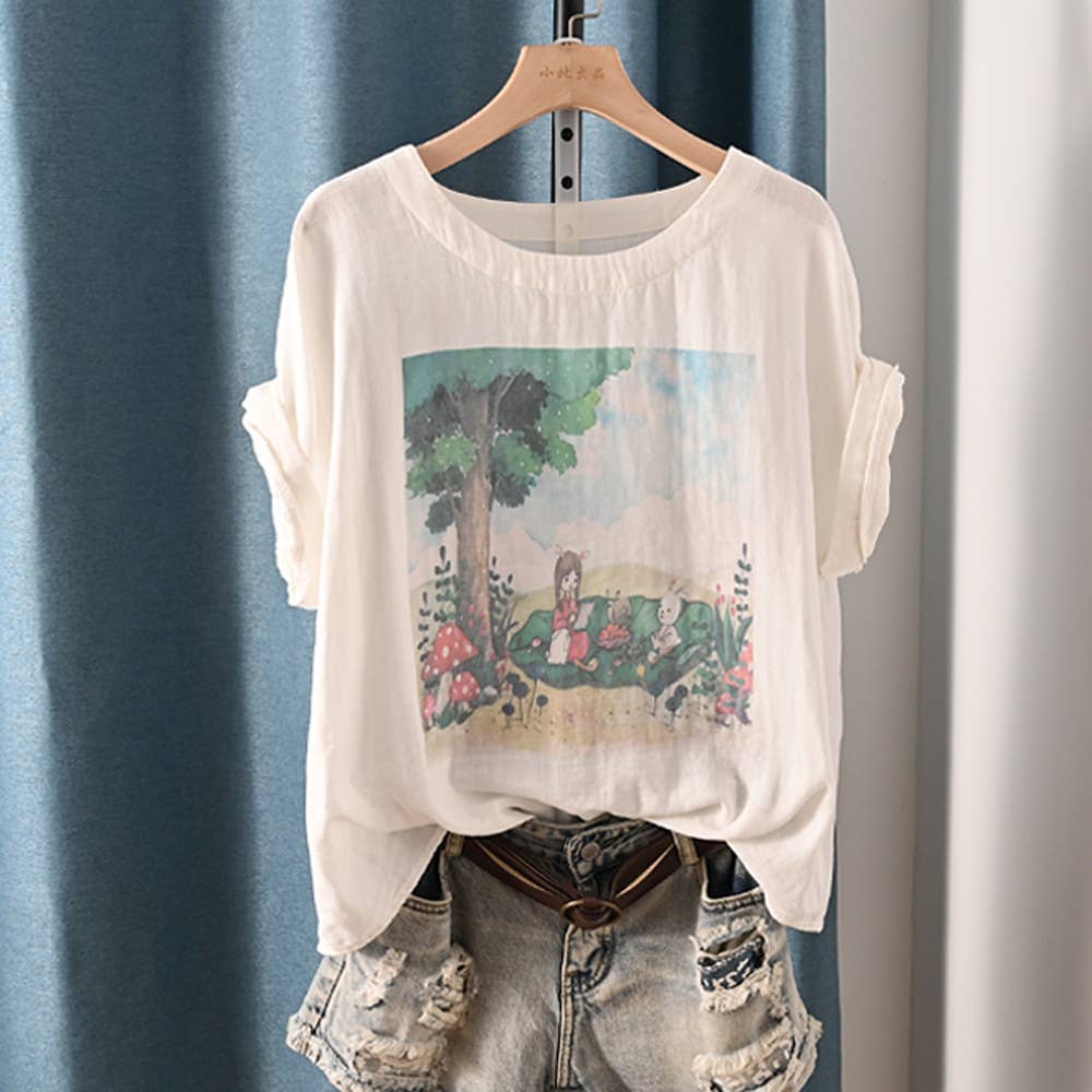 Whisper Mint – wholesale Screen printed t-shirt – Women′s – round neck  printed double cotton yarn short-sleeved T-shirt2