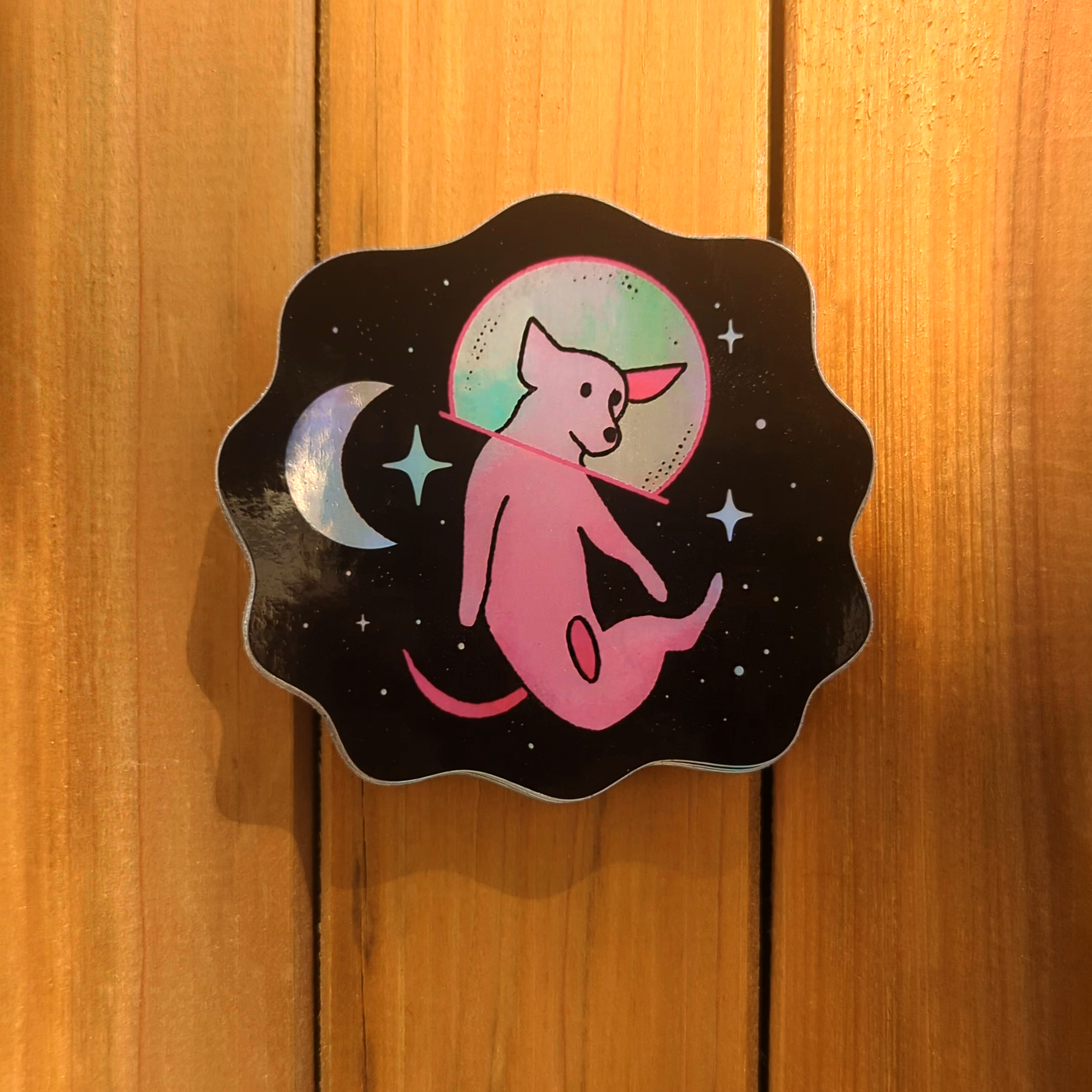 Wildkat Studio - Wholesale Sticker - Space Dog Holographic Sticker1