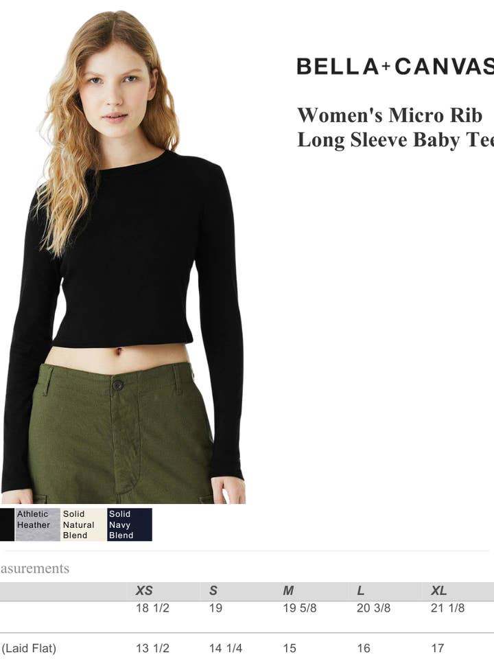 MYES BULK APPAREL - Wholesale T-Shirt - Women's - Women’s Micro Rib Baby Tee | Long Sleeve Crop | Soft Cotton 4