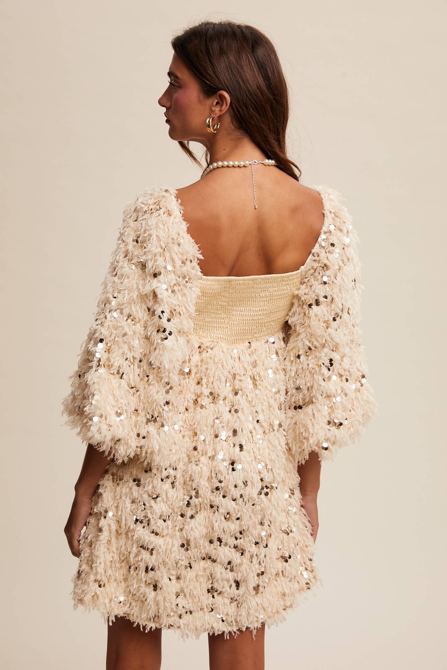 Listicle – Vestido - Mulher por atacado – Vestido Mini com Franjas de Lantejoulas LD146830