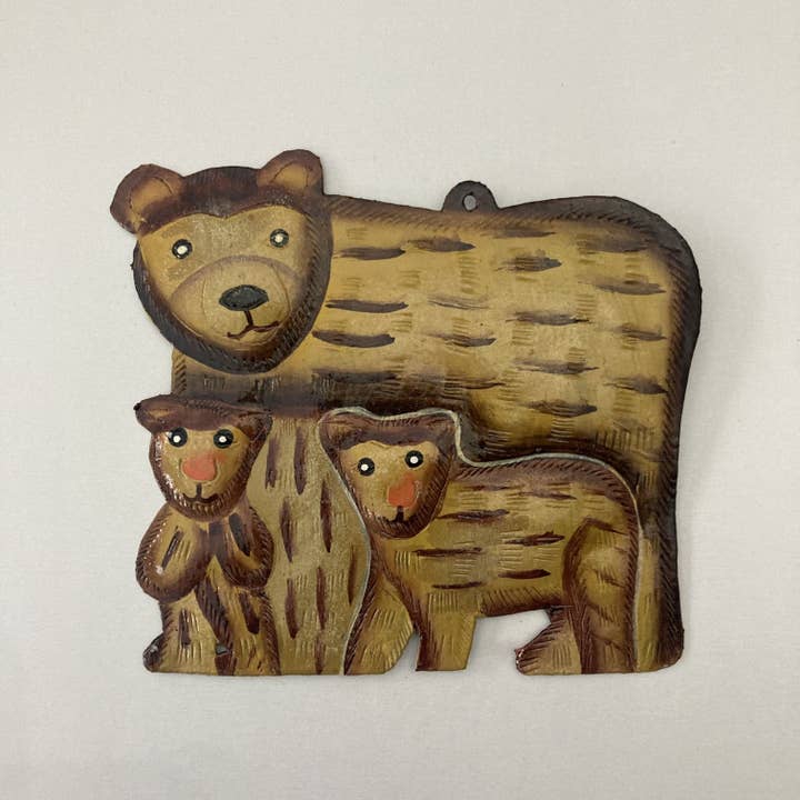 Dandarah - Wholesale Ornament - Metal Mama Bear & Cubs Ornament