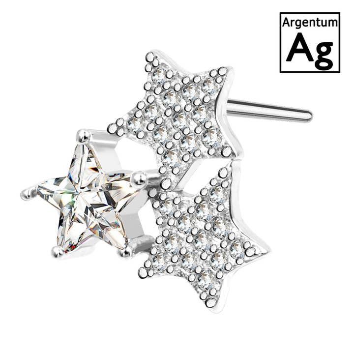 925 Silver Stud Earrings - Stars - POS-019 for wholesale by Awaken