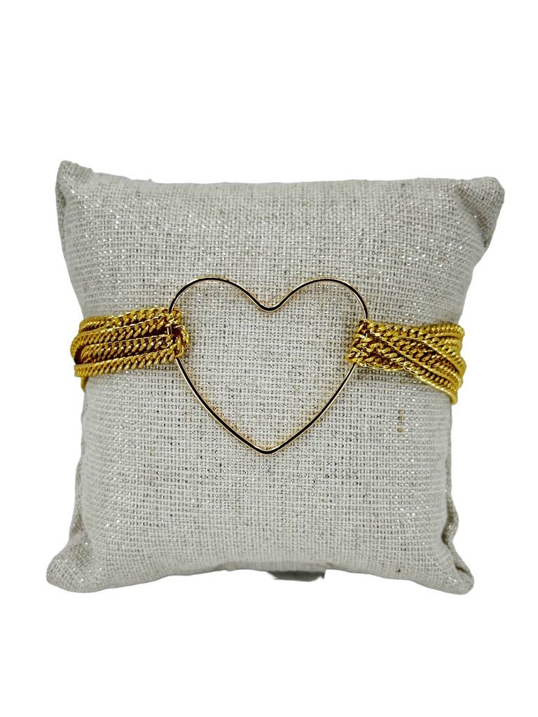 BMR - Wholesale Link & Chain Bracelet - Suskie Gold Heart Link & Chain Bracelet1