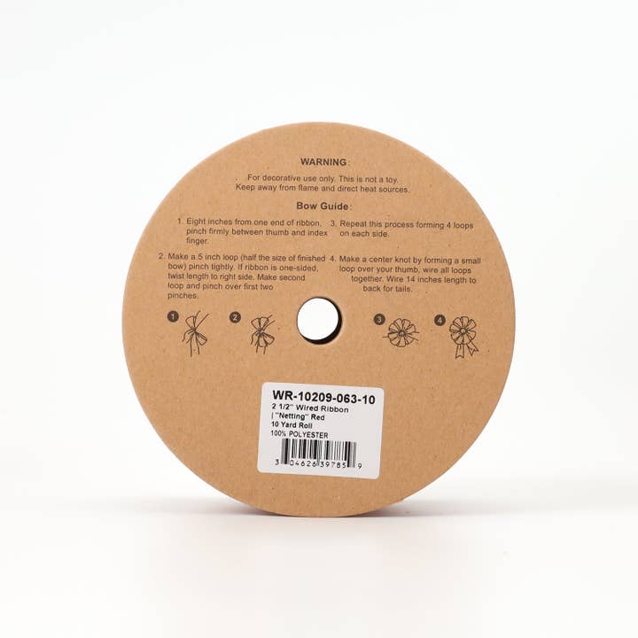 LA Ribbons Wholesale – wholesale Band – 2 1/2" Trådband | "Nät" Röd | 10 Yards Rulle5