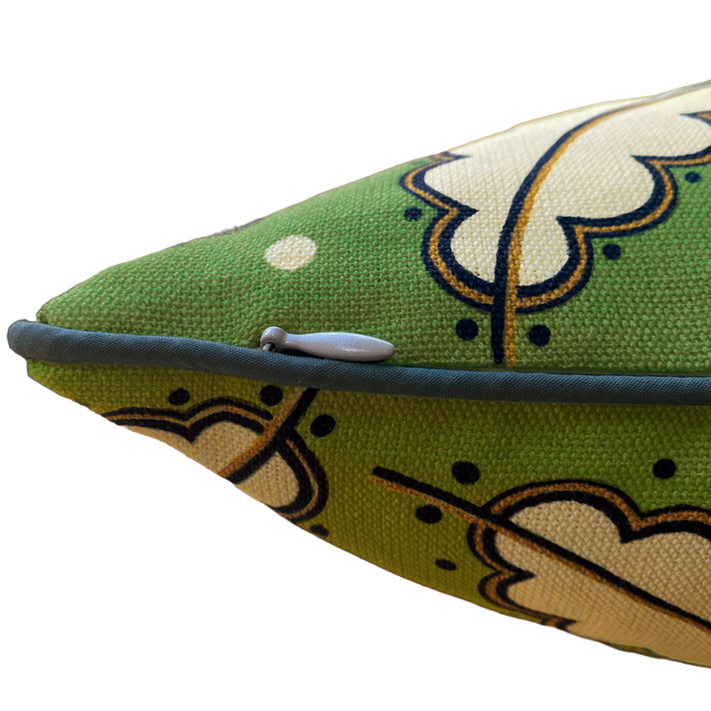 Cressida Bell – wholesale Throw pillow cover – Oak Leaf Cushion Cover with piping - Olive Green2