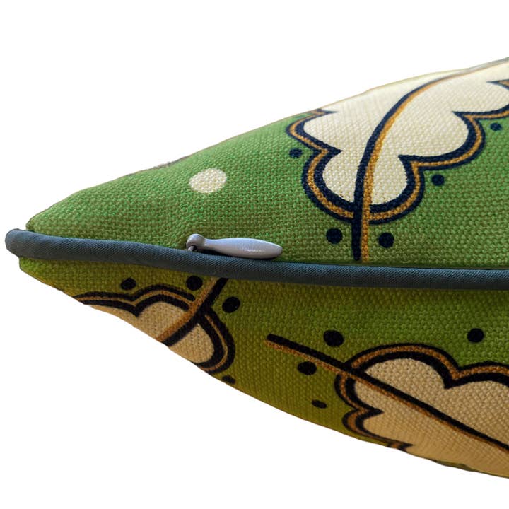 Cressida Bell – wholesale Throw pillow cover – Oak Leaf Cushion Cover with piping - Olive Green2