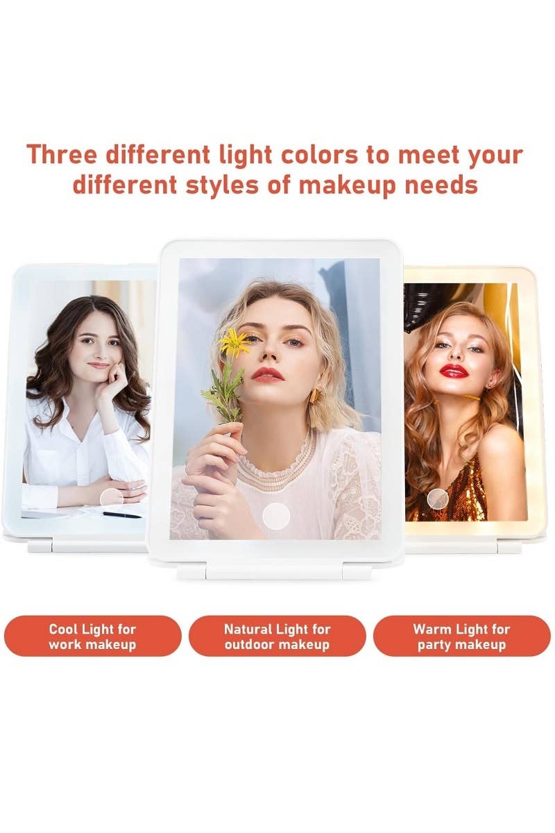 42POPS - Wholesale Make-upspiegel - ,,..._ 0822 Oplaadbare Reisspiegel met Led Verlichting en Make-up Tablet SI-286569