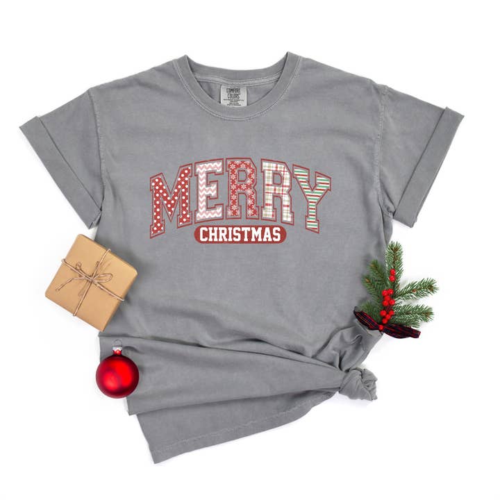 Merry Christmas Varsity | Garment Dyed Tee for wholesale by Olive And Ivory Wholesale