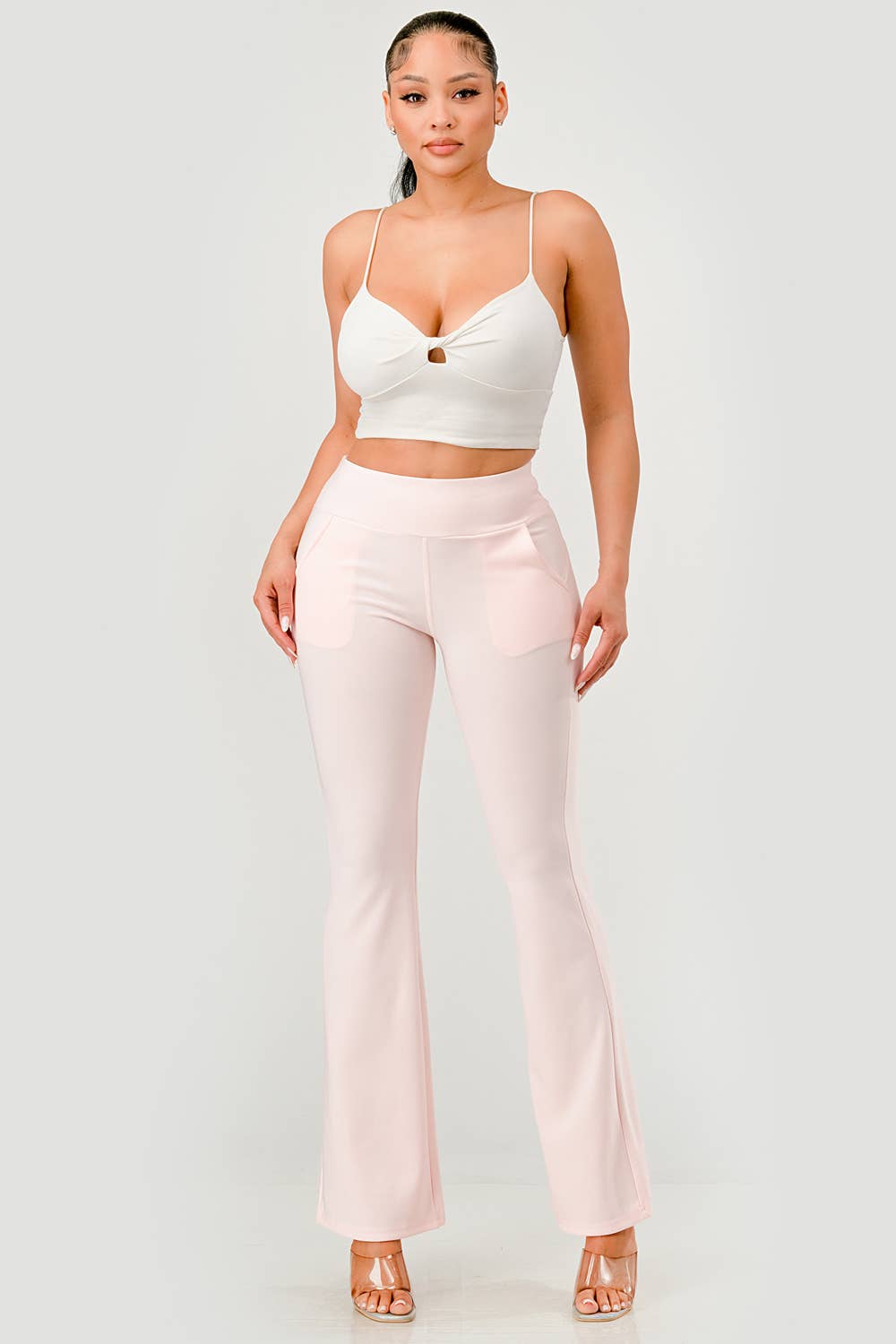 REDFINCH APPAREL INC - Wholesale Pants - Women's - Womens Tummy Control Butt Sculpting Flare Pants With Pockets1