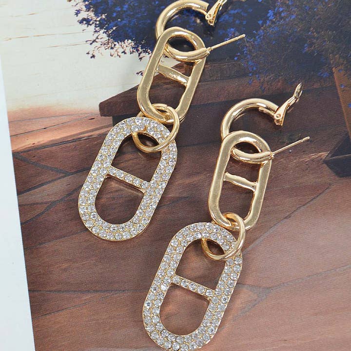 Pendientes Hoop & Huggie con brillantes diamantes de imitación para venta al por mayor de 3AM BY H&D ACCESSORIES