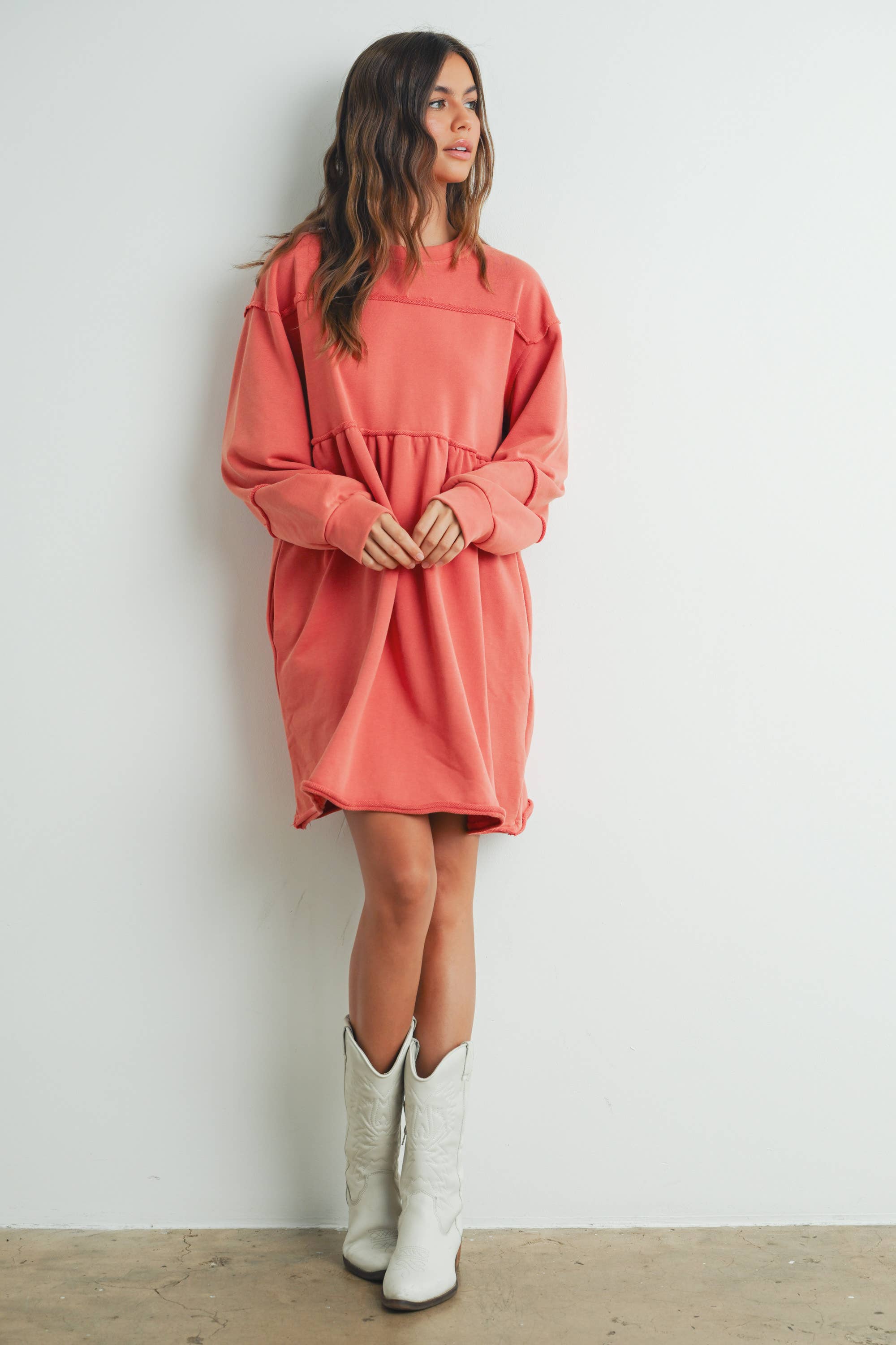 BUTTERMELON – wholesale Dress – Women's – Fall Full Sleeve Winter Mini Dress - BMD75070
