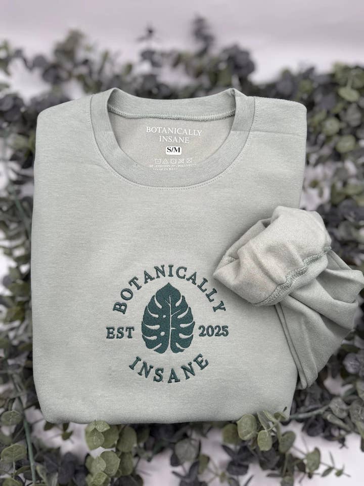 Botanically Insane™ Embroidered Crewneck Sweatshirt for wholesale by Botanically Insane