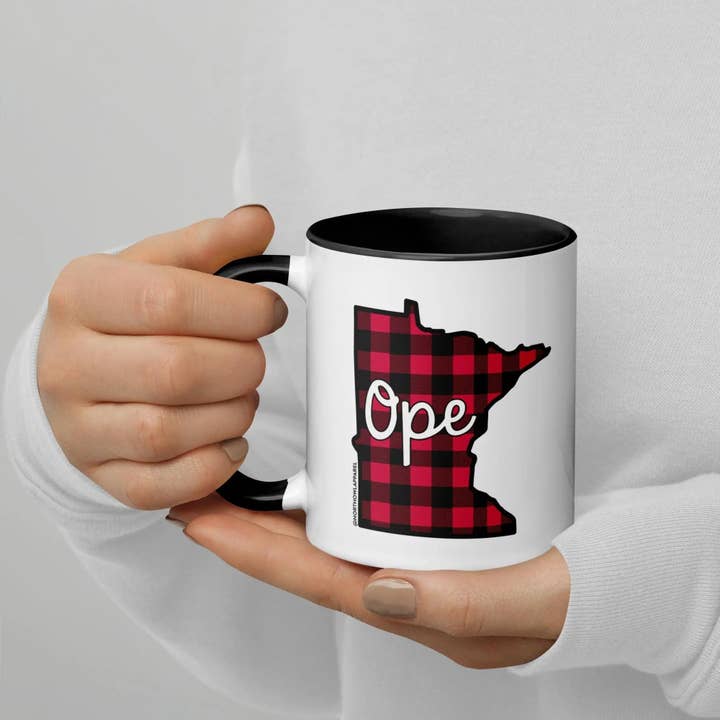 Ope Minnesota Buffalo Plaid Mug for wholesale by North Owl Apparel
