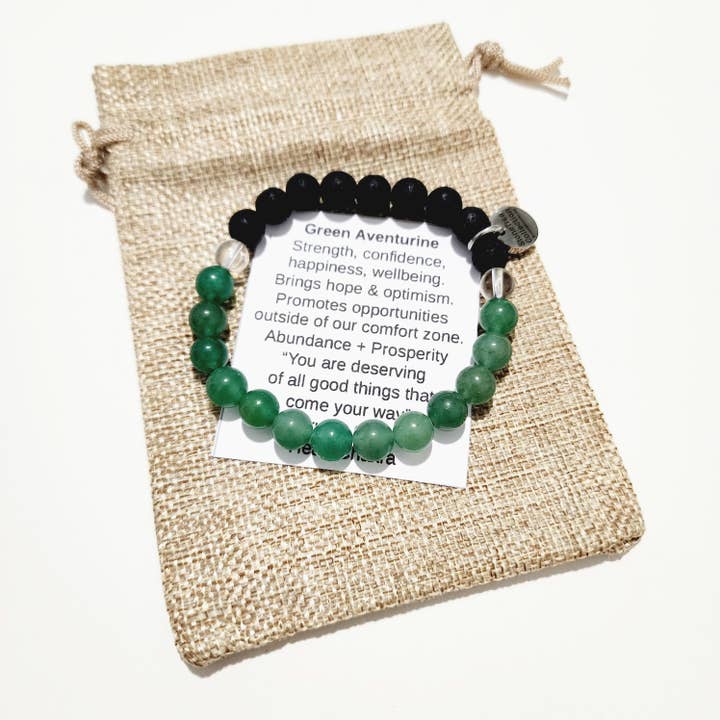Green Aventurine Heart Chakra Crystal Aromatherapy Bracelet for wholesale by Stone Tree Collection