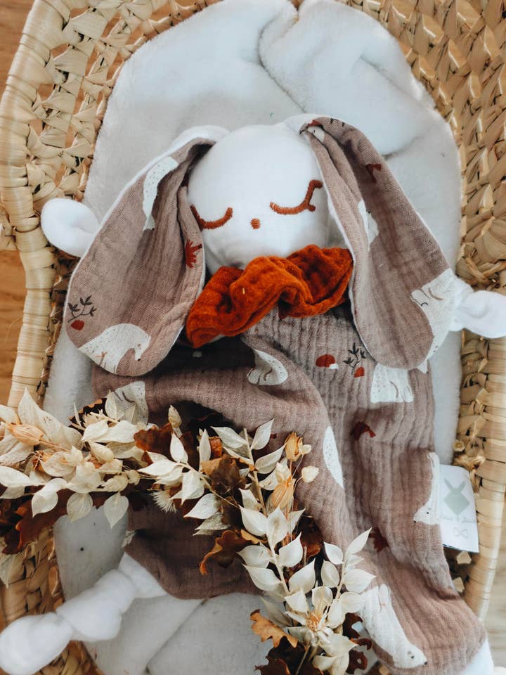 PROTOTYPE - Knuffeldoek Lange Chouchou - Mocha beren voor wholesale door Louis & Jules Stambouli Conseil