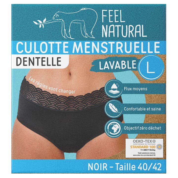 FRENCH TENDANCE - Wholesale Period Underwear - Women's - Washable and reusable lace menstrual panties BLACK3